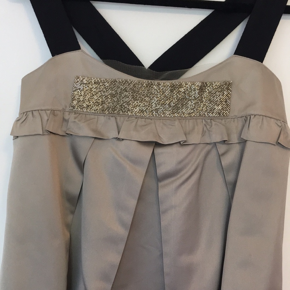 Vera Wang Lavender Label Gray beaded silk top - Picture 3 of 8